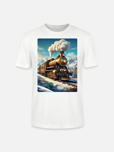 Steampunk Winterlandschaft Dampflok 1.5 - Stanley/Stella Unisex Bio-T-Shirt CRAFTER - Weiß