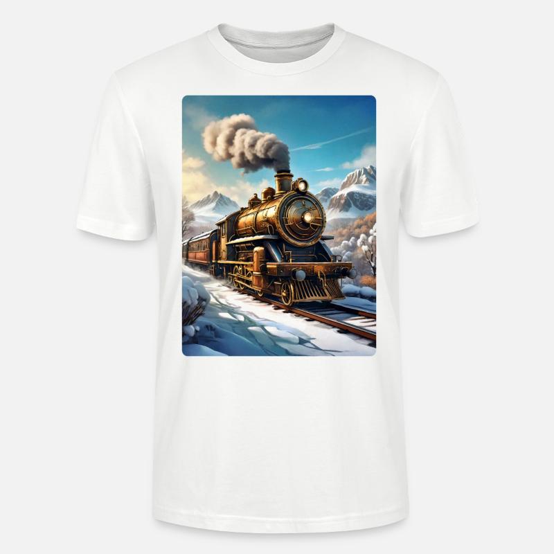 Steampunk Winterlandschaft Dampflok 1.4 - Stanley/Stella Unisex Bio-T-Shirt CRAFTER - Weiß