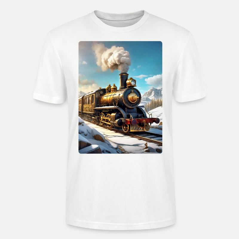 Steampunk Winterlandschaft Dampflok 1.8 - Stanley/Stella Unisex Bio-T-Shirt CRAFTER - Weiß