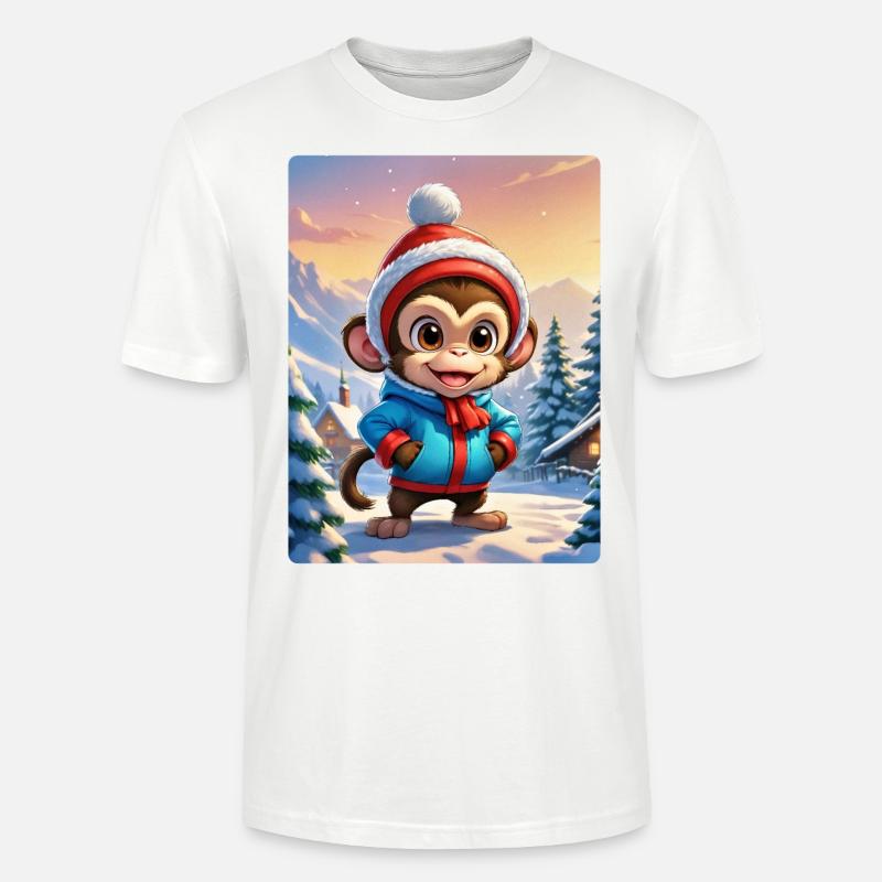 Anime Winterlandschaft Affe 1.2 - Stanley/Stella Unisex Bio-T-Shirt CRAFTER - Weiß