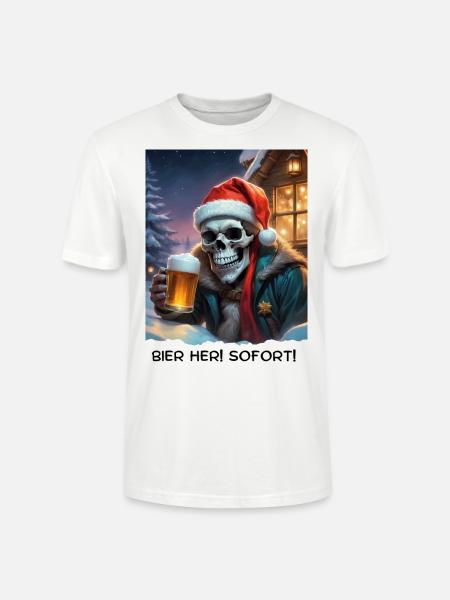 Weihnachten Skull Bier 2.1 - Stanley/Stella Unisex Bio-T-Shirt CRAFTER - Weiß