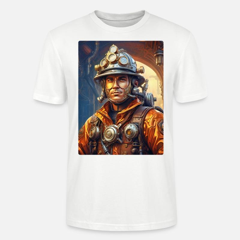 Steampunk Firefighter Man 1.23 - Stanley/Stella Unisex Bio-T-Shirt CRAFTER - Weiß