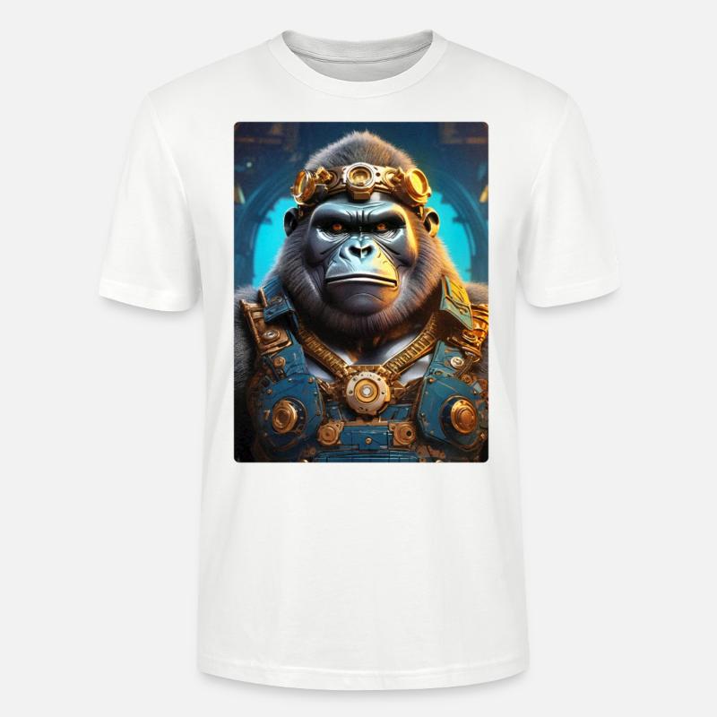 Gorille steampunk 1.4 - T-shirt bio CRAFTER Stanley Stella Unisexe - blanc