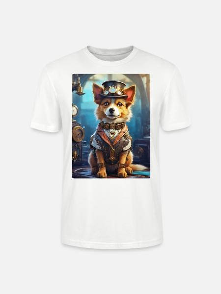 Steampunk Hund 1.4 - Stanley/Stella Unisex Bio-T-Shirt CRAFTER - Weiß