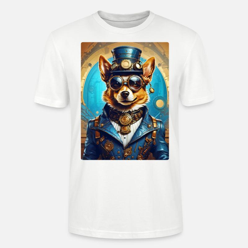 Steampunk Hund 1.2 - Stanley/Stella Unisex Bio-T-Shirt CRAFTER - Weiß