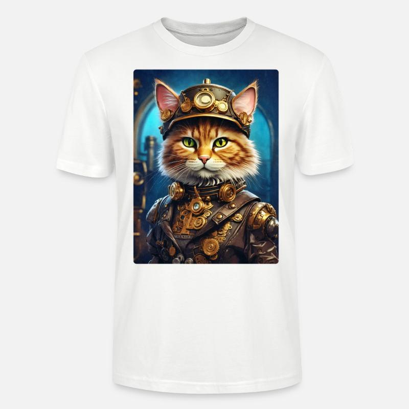 Chat steampunk 1.3 - T-shirt bio CRAFTER Stanley Stella Unisexe - blanc