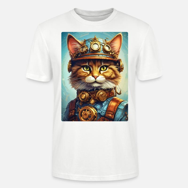 Steampunk Katze 1.15 - Stanley/Stella Unisex Bio-T-Shirt CRAFTER - Weiß