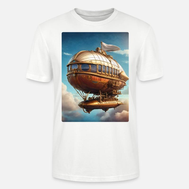 Dirigeable steampunk 1.3 - T-shirt bio CRAFTER Stanley Stella Unisexe - blanc