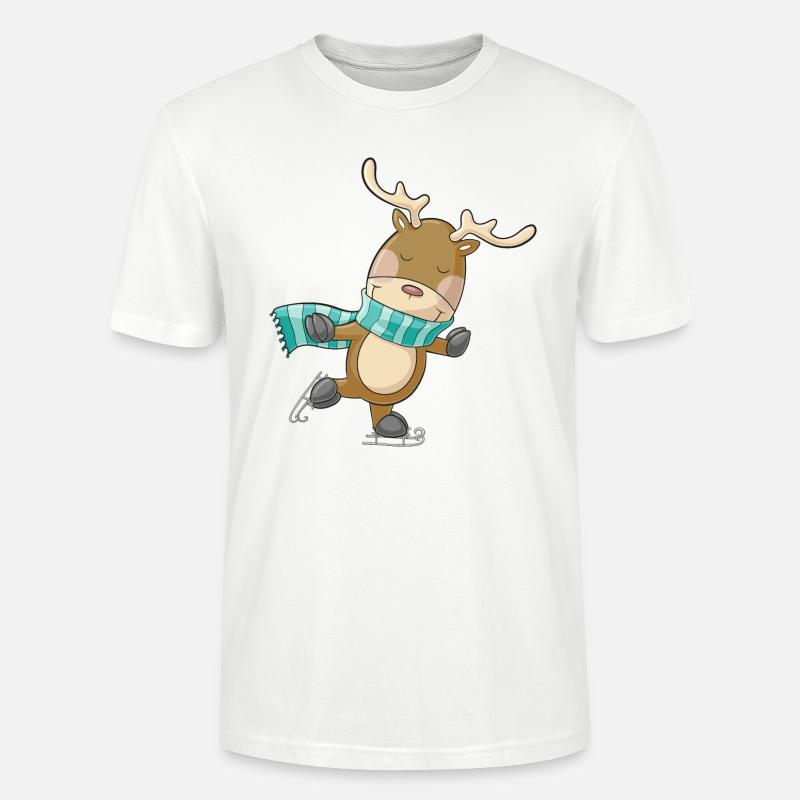 Patinage de rennes comique mignon - T-shirt bio CRAFTER Stanley Stella Unisexe - blanc