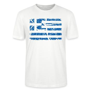Greece Flag - Stanley/Stella CRAFTER Unisex Organic T-Shirt - white - Front - Alina (178cm) & Michal (187cm)