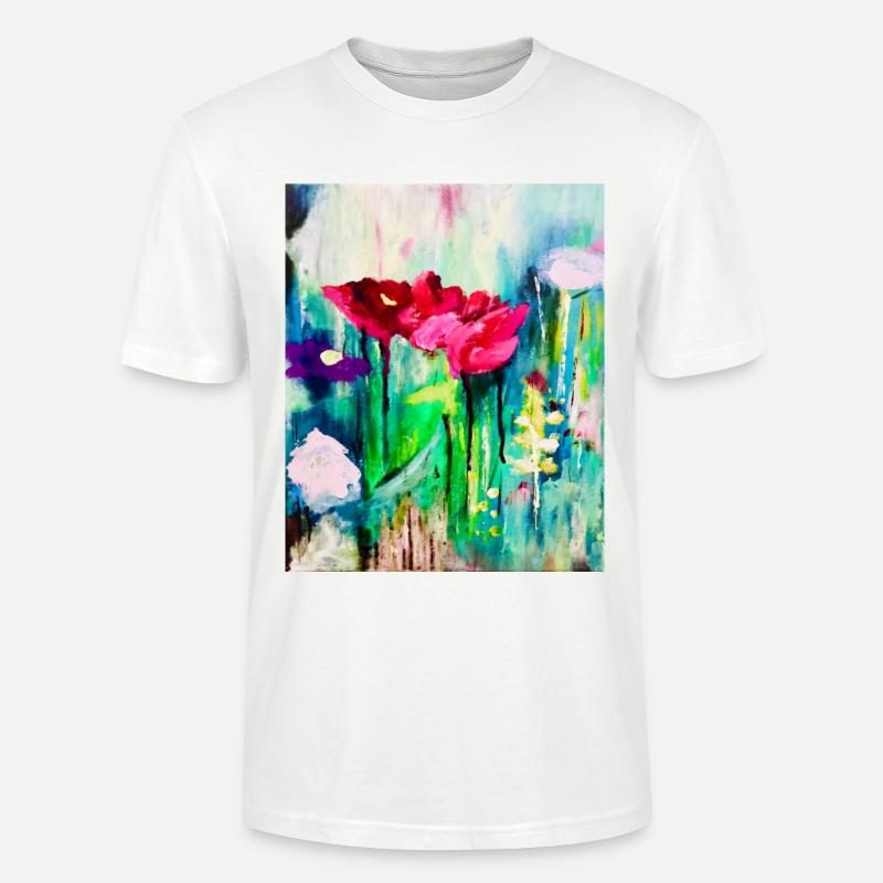 Aquarellblumen im Farbmeer - Stanley/Stella Unisex Bio-T-Shirt CRAFTER - Weiß