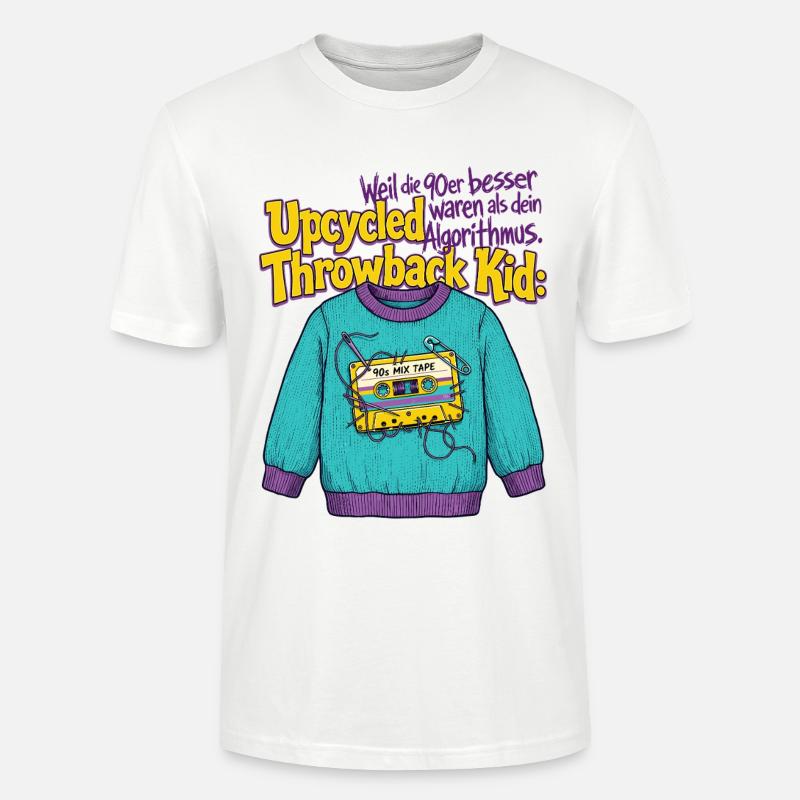 90er Upcycled Throwback Retro Kassette - Stanley/Stella Unisex Bio-T-Shirt CRAFTER - Weiß