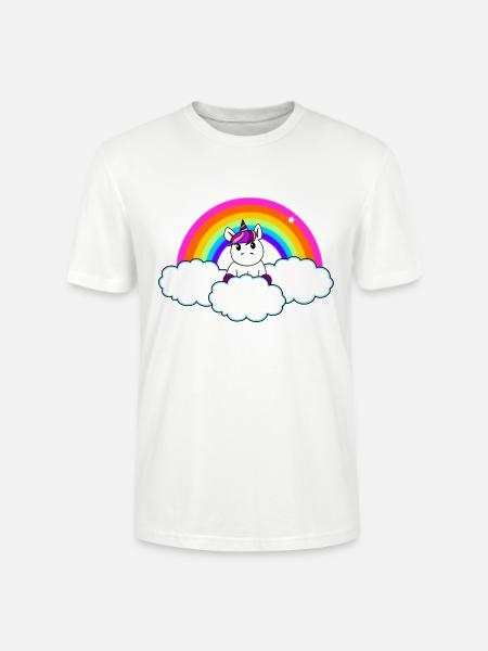 Regenbogen Einhorn - Stanley/Stella Unisex Bio-T-Shirt CRAFTER - Weiß