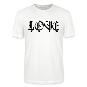 Coeurs d’amour en lettres noires - T-shirt bio CRAFTER Stanley Stella Unisexe - blanc - Devant - Alina (178cm) & Michal (187cm)