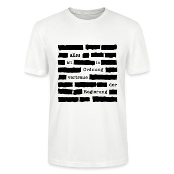 Vertraue deiner Regierung - Zensur Verschwörung - Stanley/Stella Unisex Bio-T-Shirt CRAFTER - Weiß - Vorne - Alina (178cm) & Michal (187cm)