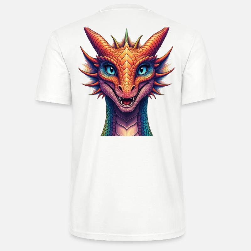 Lebendiger Regenbogen-Drachenkopf - Stanley/Stella Unisex Bio-T-Shirt CRAFTER - Weiß