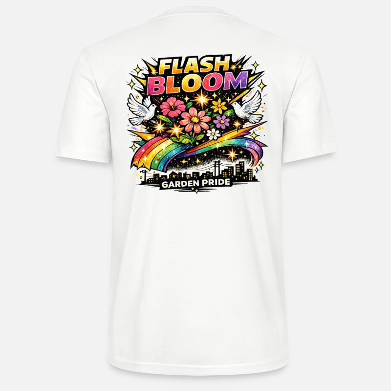 Flash Bloom Garden Pride Blumen Regenbogen - Stanley/Stella Unisex Bio-T-Shirt CRAFTER - Weiß