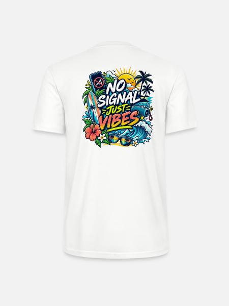 No Signal Just Vibes Strandgrafik - Stanley/Stella Unisex Bio-T-Shirt CRAFTER - Weiß