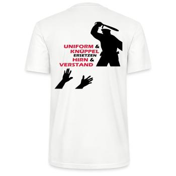 Police Brutality - Stanley/Stella Unisex Bio-T-Shirt CRAFTER - Weiß - Hinten - Michal (187cm)