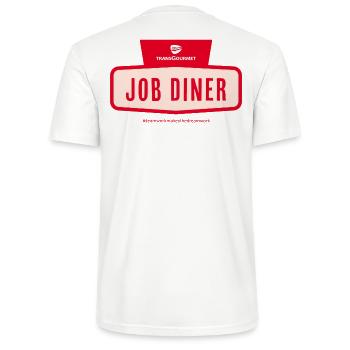 Logo tg Job Diner - Stanley/Stella Unisex Bio-T-Shirt CRAFTER - Weiß - Hinten - Michal (187cm)