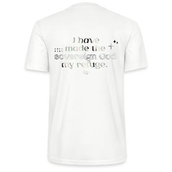 Sovereign God - Stanley/Stella Unisex Bio-T-Shirt CRAFTER - Weiß - Hinten - Michal (187cm)