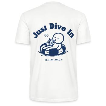Just Dive In - Summer Pool Drink Print Summer Cool - Stanley/Stella CRAFTER Unisex Organic T-Shirt - white - Back - Michal (187cm)