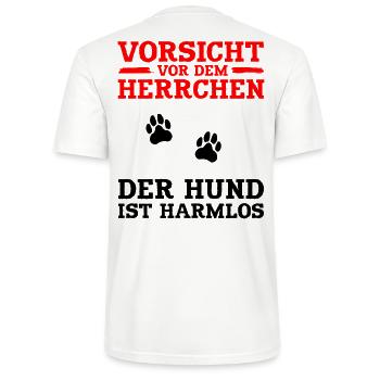 Vorsicht vor dem Herrchen - Stanley/Stella Unisex Bio-T-Shirt CRAFTER - Weiß - Hinten - Michal (187cm)