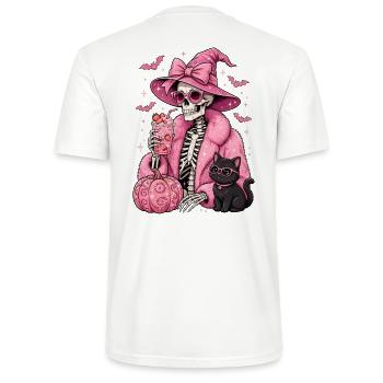 Witches: Halloween Pink Glam Skeleton - Stanley/Stella CRAFTER Unisex Organic T-Shirt - white - Back - Michal (187cm)