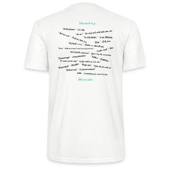 Schwäbische Sprüche - Schwäbisch Hochdeutsch To Go - Stanley/Stella Unisex Bio-T-Shirt CRAFTER - Weiß - Hinten - Michal (187cm)