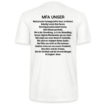 Medizinische Fachangestellte MFA Unser Gebet - Stanley/Stella Unisex Bio-T-Shirt CRAFTER - Weiß - Hinten - Michal (187cm)