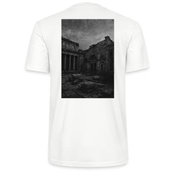 Monochrome Ruin in Decay - Stanley/Stella CRAFTER Unisex Organic T-Shirt - white - Back - Michal (187cm)