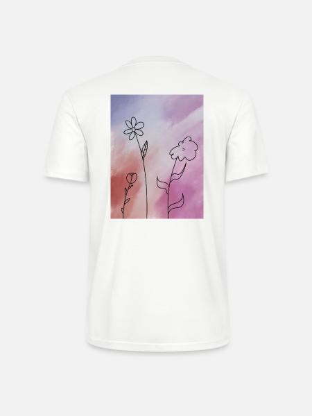 Blumenskizze auf Farbverlauf - Stanley/Stella Unisex Bio-T-Shirt CRAFTER - Weiß