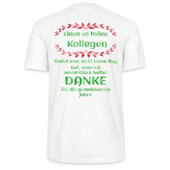 Danke Kollege Abschied Abschiedsfeier Geschenkidee - Stanley/Stella Unisex Bio-T-Shirt CRAFTER - Weiß - Hinten - Michal (187cm)