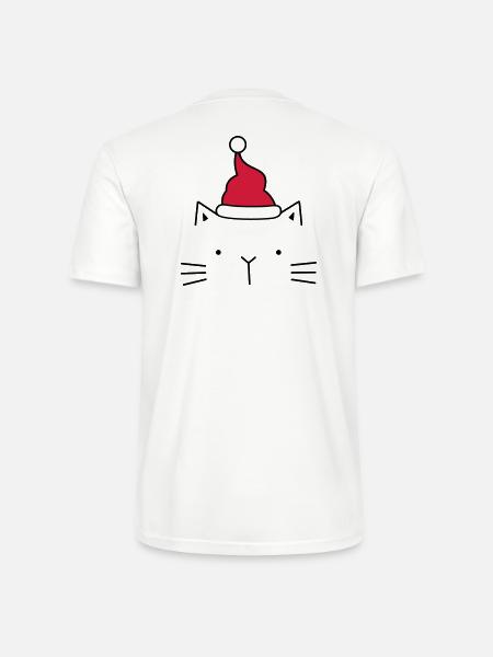 Cat Santa Claus Christmas hat Christmas - Stanley/Stella CRAFTER Unisex Organic T-Shirt - white