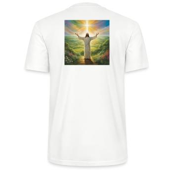 Jesus, katholischer Jesus Christus - Stanley/Stella Unisex Bio-T-Shirt CRAFTER - Weiß - Hinten - Michal (187cm)