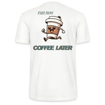 Run Now Coffee Later - Stanley/Stella CRAFTER Unisex Organic T-Shirt - white - Back - Michal (187cm)