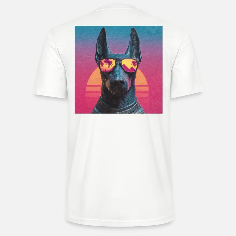 Anubis Synthwave - Dieu en vacances - T-shirt bio CRAFTER Stanley Stella Unisexe - blanc