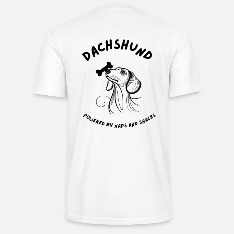 Dachshund - Powered by Naps and Snacks - Stanley/Stella CRAFTER Unisex Organic T-Shirt - white