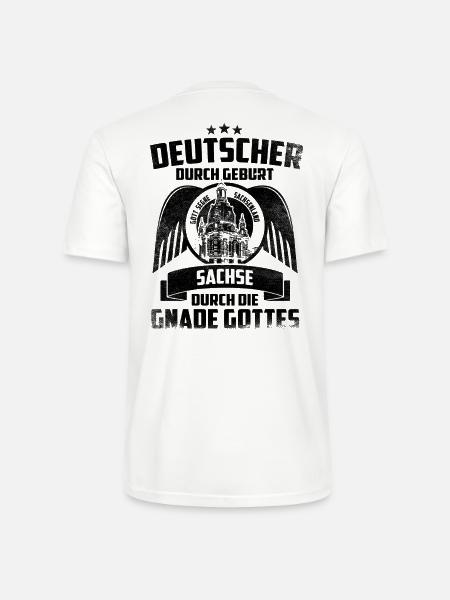 SACHSE DURCH DIE GNADE GOTTES SACHSEN GESCHENK - Stanley/Stella Unisex Bio-T-Shirt CRAFTER - Weiß