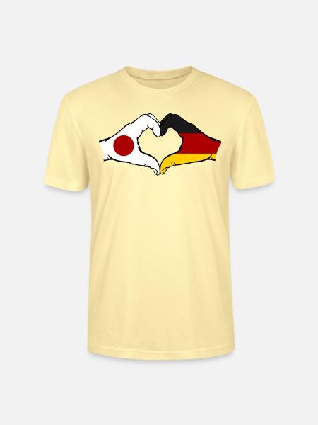 Japan Tyskland Hænder Hjerte Form - Stanley Stella CRAFTER unisex økologisk-T-shirt - cremefarvet
