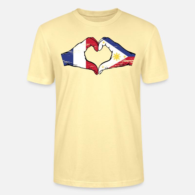 France Philippines Drapeau Mains Coeur Forme Utilisé - T-shirt bio CRAFTER Stanley Stella Unisexe - crème