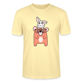 cooler bär und niedlicher hase - Stanley/Stella Unisex Bio-T-Shirt CRAFTER - Creme - Vorne - Alina (178cm) & Michal (187cm)