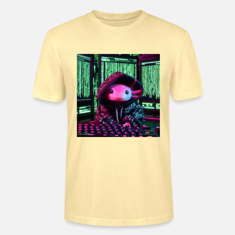 Cyber-Axolotl im digitalen Code-Look - Stanley/Stella Unisex Bio-T-Shirt CRAFTER - Creme