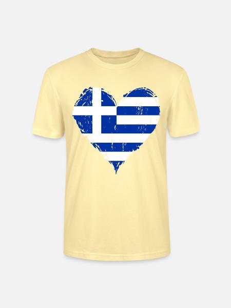 Griechenland Herzflagge Grunge - Stanley/Stella Unisex Bio-T-Shirt CRAFTER - Creme