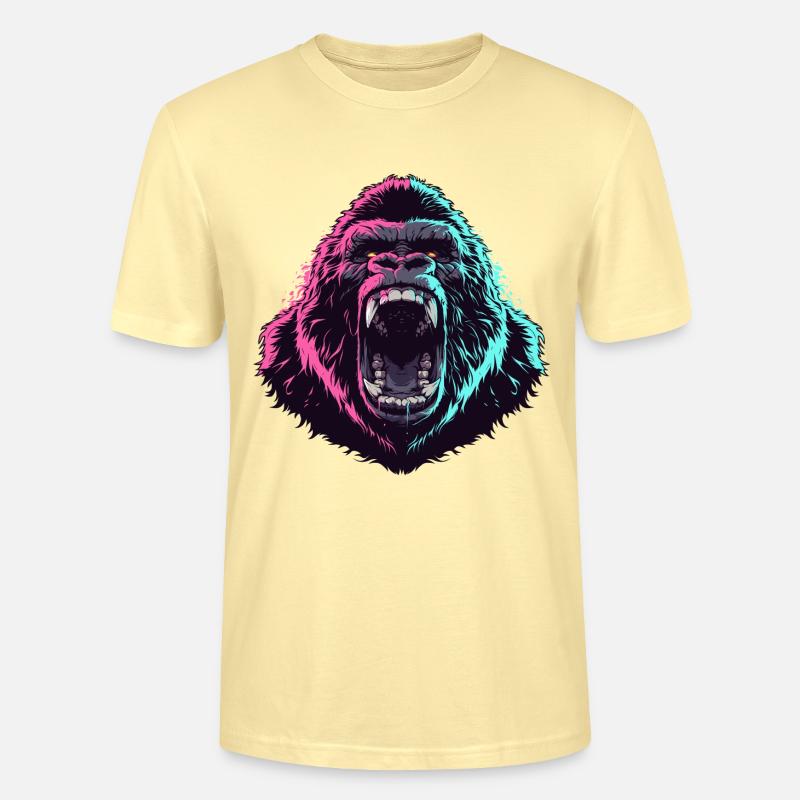 Wütender Gorillakopf im Pop-Art-Stil - Stanley/Stella Unisex Bio-T-Shirt CRAFTER - Creme