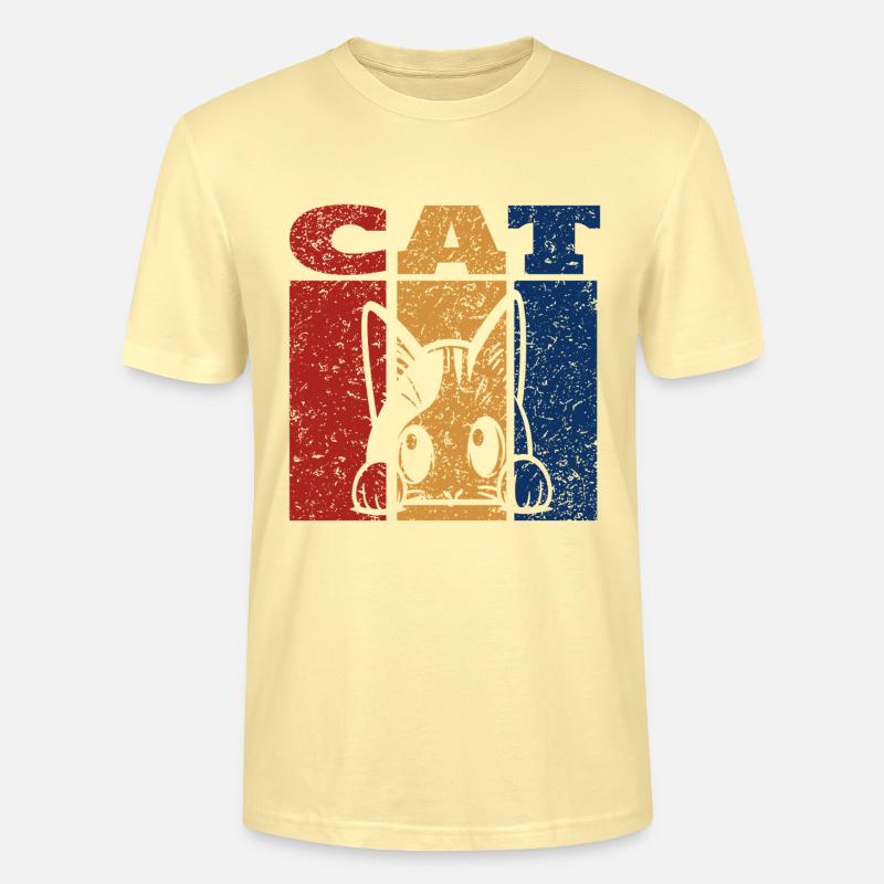 Spähende Katze Retro Design - Stanley/Stella Unisex Bio-T-Shirt CRAFTER - Creme