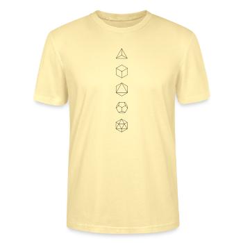 Platonic Solids, Sacred Geometry, Mathematics - Stanley/Stella CRAFTER Unisex Organic T-Shirt - cream - Front - Alina (178cm) & Michal (187cm)