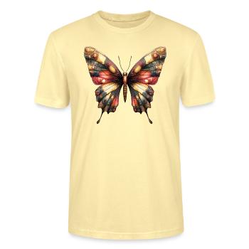 Beau papillon coloré, anniversaire fillette 7 ans - T-shirt bio CRAFTER Stanley Stella Unisexe - crème - Devant - Alina (178cm) & Michal (187cm)