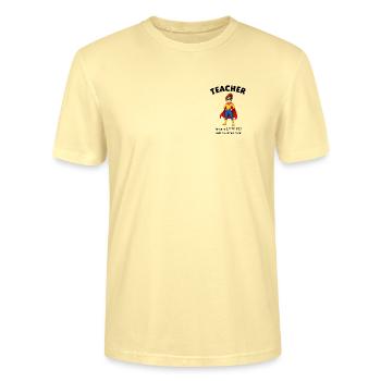 Gift Teacher Superheroine - Stanley/Stella CRAFTER Unisex Organic T-Shirt - cream - Front - Alina (178cm) & Michal (187cm)