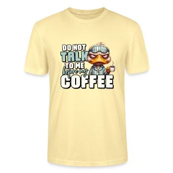 Mürrische Ente mit Kaffee - Stanley/Stella Unisex Bio-T-Shirt CRAFTER - Creme - Vorne - Alina (178cm) & Michal (187cm)